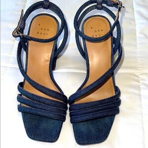 A New Day Blue Denim Strappy Sandals